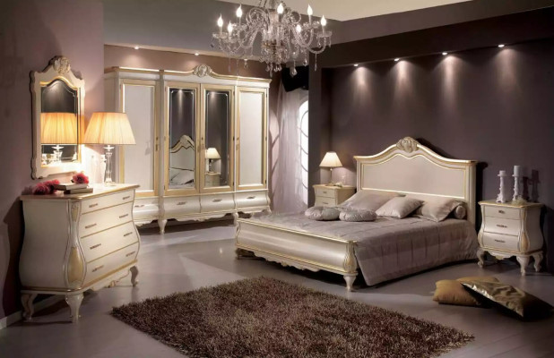 Cómoda de lujo Espejo Clásico Blanco Muebles de dormitorio Armarios Cómodas
