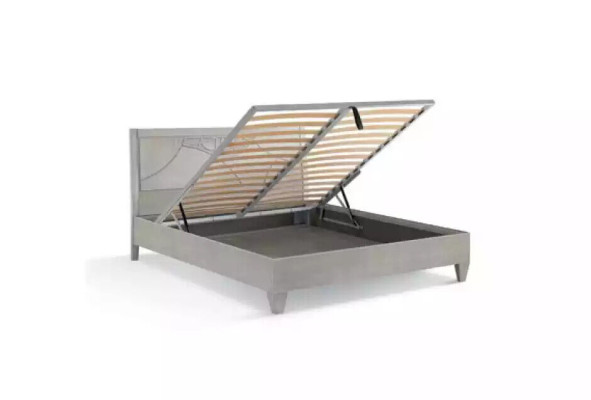Set de dormitorio Cama 2 mesitas de noche Consola de lujo tapizada de 5 piezas.
