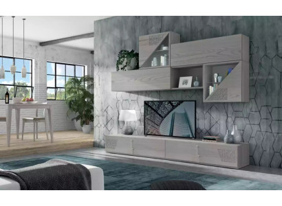 Muebles de pared, estantería, mueble de salón, tablero bajo, estantes de madera, diseño de armarios.