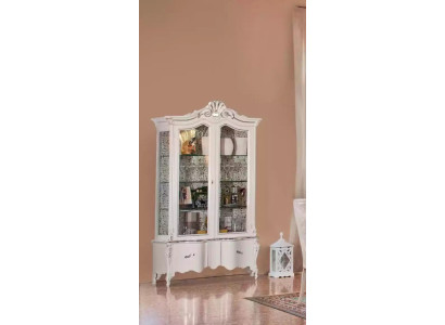 Vitrina de vidrio blanco escaparate de muebles de salón italiano.