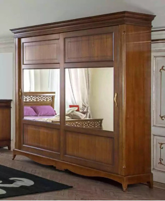Muebles de dormitorio Armario con espejo Diseño de madera maciza Italia