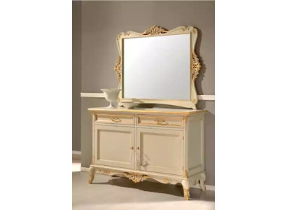 Lujo Aparador Espejo 2 piezas Comodas Sala de estar Diseño Mueble Beige