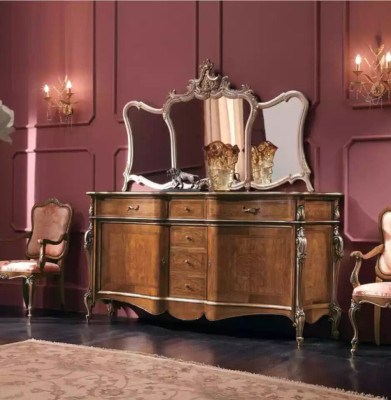 Mueble aparador con espejo para sala de estar, diseño de muebles, gabinete marrón nuevo