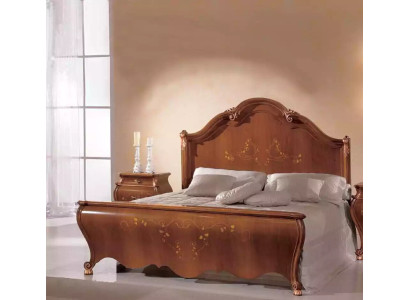 Cama Cama doble de madera en estilo clásico Diseño de lujo Dormitorio Camas