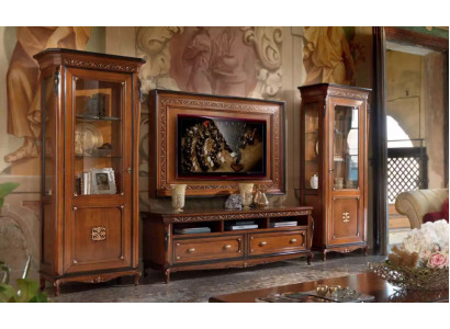 RTV Lowboard Clásico conjunto de muebles para sala de estar marco de TV marrón 4 piezas