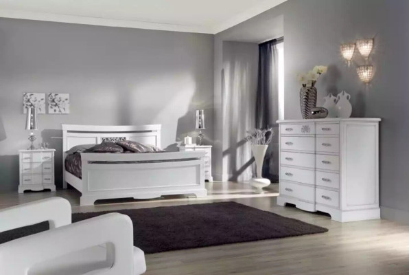 Cama 2x Mesitas de noche 4 piezas Conjunto de dormitorio Moderno de lujo Dormitorio Nuevo