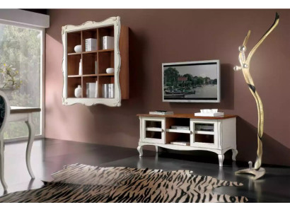 Conjunto clásico de diseño de dos piezas para sala de estar: mueble de pared, armario de pared y bajo.