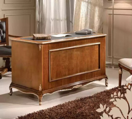 Elegante estantería de libros de escritorio de madera marrón Conjunto de muebles de oficina de 2 piezas.