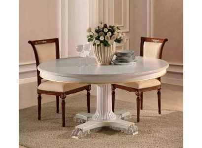 Diseño de muebles de comedor de madera Mesa redonda Blanca Mesa de comedor clásica Comedor nuevo