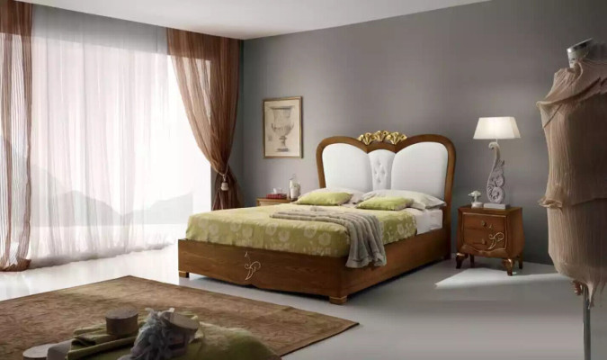 Conjunto de dormitorio Cama + 2 mesitas de noche Camas Muebles italianos 3 piezas.
