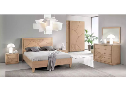 Juego de dormitorio de lujo de 6 piezas. Cama 2 mesitas de noche, cómoda. Diseño moderno.