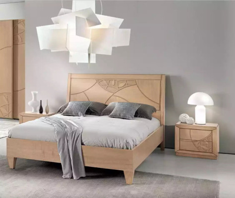 Juego de dormitorio de lujo de 6 piezas. Cama 2 mesitas de noche, cómoda. Diseño moderno.