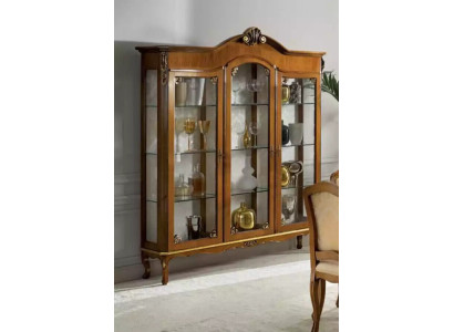 Clásico Vitrina Madera Lujo noble Vidrio Gabinete Madera Estante Vitrinas