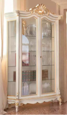 Calidad clásica vitrina blanca muebles de lujo nuevo en la sala de estar estante