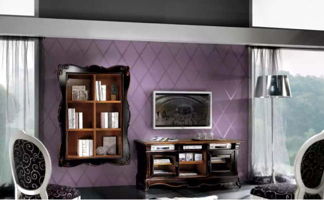 Soporte de TV Armario de pared Estantes Sala de estar Muebles de diseño clásico de madera Nuevos