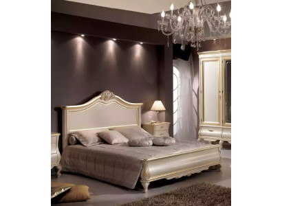 Cama doble de madera diseño de lujo muebles de dormitorio Clásico Beige