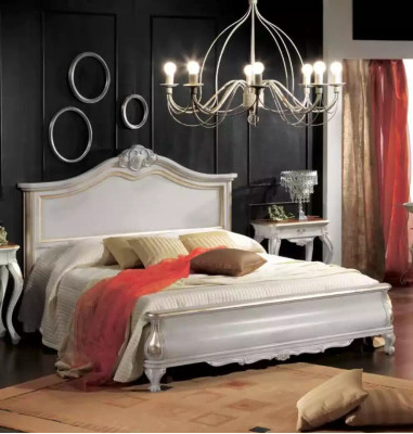 Lujo acolchado blanco marco de cama doble de madera diseño de cama de lujo