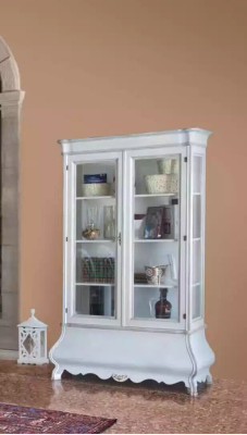 Muebles clásicos para la sala de estar Vitrina de madera blanca Mueble de sala de estar Armario