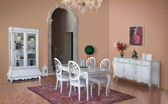 Muebles clásicos para la sala de estar Vitrina de madera blanca Mueble de sala de estar Armario
