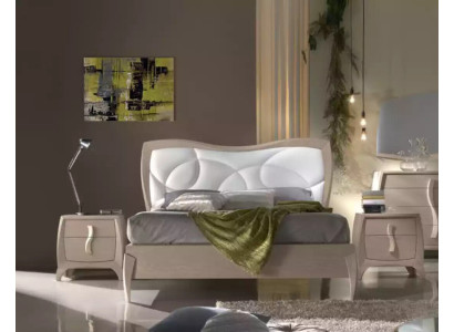 Diseño cama 2x mesitas de noche 3 piezas. Conjunto completo de lujo para dormitorio.