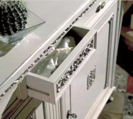 Mueble aparador de lujo blanco de madera para la sala de estar, muebles clásicos.