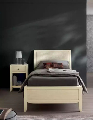 Juego de dormitorio completo de lujo beige con escritorio, cama y mesita de noche, nuevo.