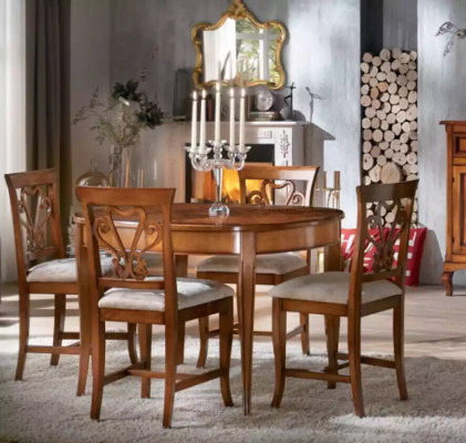 Juego de comedor mesa de comedor 4 x sillas Set clásico del conjunto de la cena de 5 piezas.