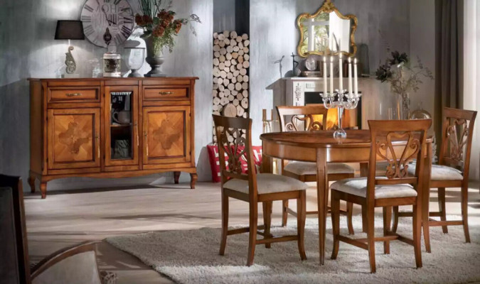 Juego de comedor mesa de comedor 4 x sillas Set clásico del conjunto de la cena de 5 piezas.