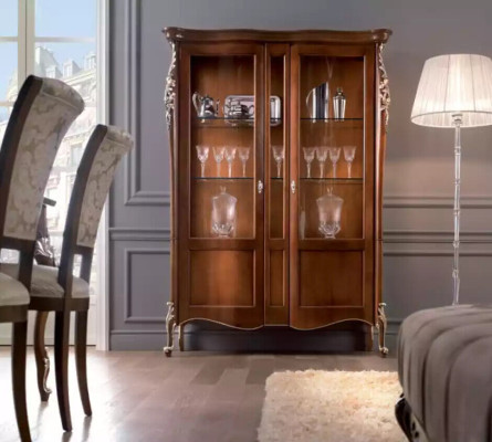 Muebles de madera de lujo italianos, estilo clásico, vitrina de salón nuevo.