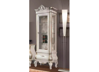 Lujo armario de madera con vidrio Muebles blancos clásicos Armario vitrinas