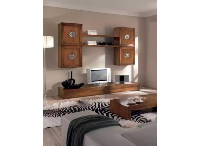 Conjunto de muebles para sala de estar, diseño de salón en marrón, aparador, estantería de pared, nuevo.