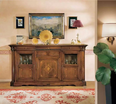 Aparador de salón cómoda con cajones Armario de madera Marrón Nuevo