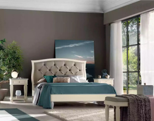 Cama 2x mesitas de noche 3 pzs. Conjunto dormitorio Diseño Moderno Lujo Grupo