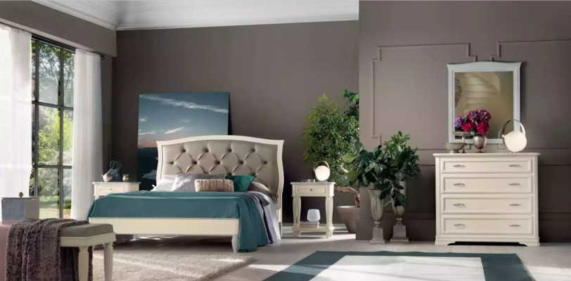 Cama 2x mesitas de noche 3 pzs. Conjunto dormitorio Diseño Moderno Lujo Grupo
