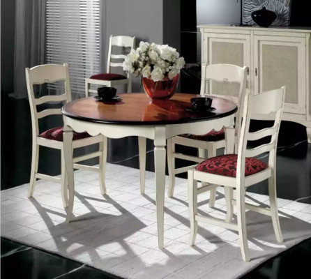 Juego de mesa completo, 4 sillas, cómoda, conjunto de comedor, mesa de madera blanco, nuevo.