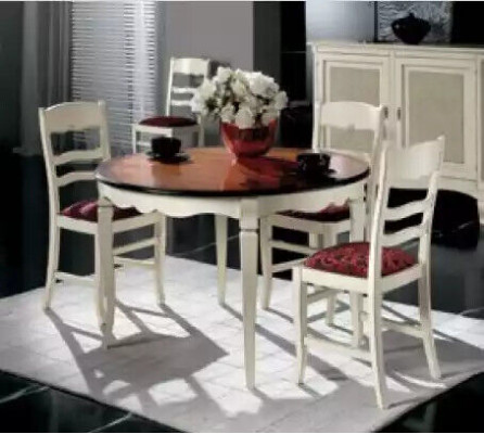 Juego de mesa completo, 4 sillas, cómoda, conjunto de comedor, mesa de madera blanco, nuevo.