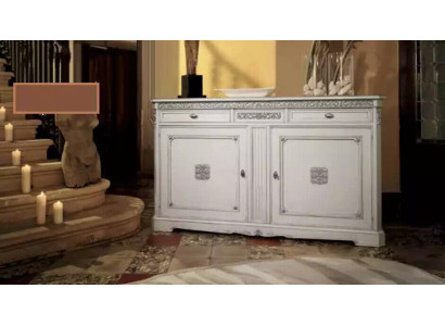Mueble de salón de madera maciza en blanco.