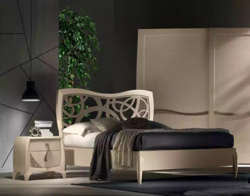 Cama 2x mesitas de noche 3 piezas. Dormitorio Diseño Lujo Muebles de dormitorio