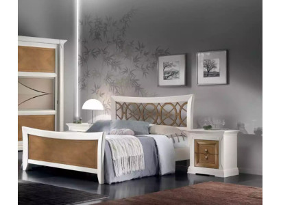 Dormitorio Conjunto de muebles de 3 piezas Cama Madera maciza Mesitas de noche 2 camas Madera