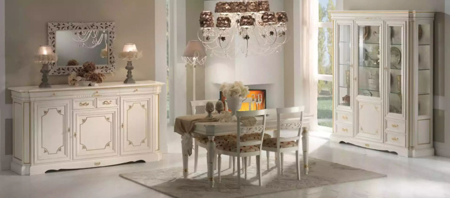 Mesa de comedor Conjunto de comedor Juego de mesa 7 piezas. Conjunto de aparador 4 sillas.