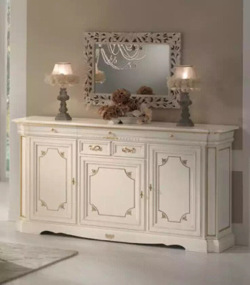 Mesa de comedor Conjunto de comedor Juego de mesa 7 piezas. Conjunto de aparador 4 sillas.