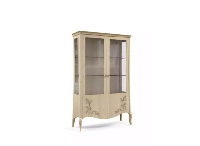 Vitrina de madera de lujo. Aparador clásico de diseño de muebles italianos en color beige.