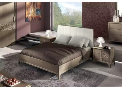 Diseño de dormitorio conjunto cama 2x mesitas de noche clásico lujo muebles