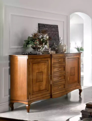 Aparador con cajones de madera, cómoda, armario de salón macizo nuevo.