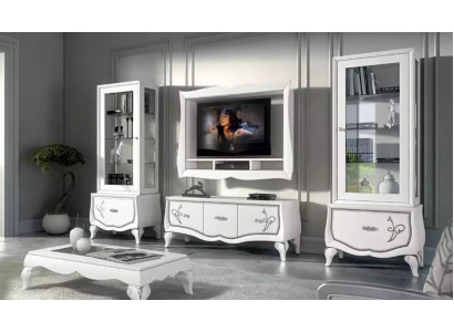 Diseño de sala de estar Set vitrina 2x marco de TV estante de pared decorativo.