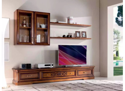 Conjunto de salón moderno estilo pared 5 piezas tablero bajo vitrinas estante nuevo.
