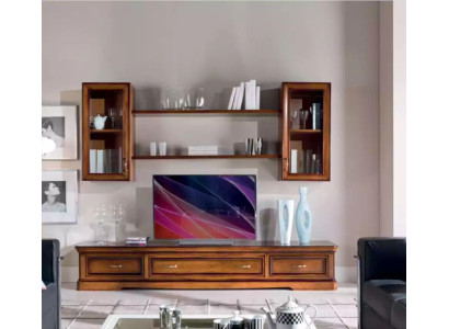 Mueble de salón clásico estante de pared estanterías aparador RTV marrón mueble bajo