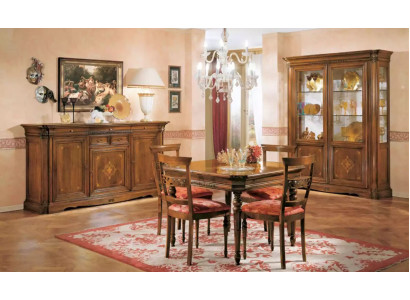 Mesa de comedor 4 sillas Juego de comedor de 7 piezas Juego de mesa de sillas de vitrina de madera