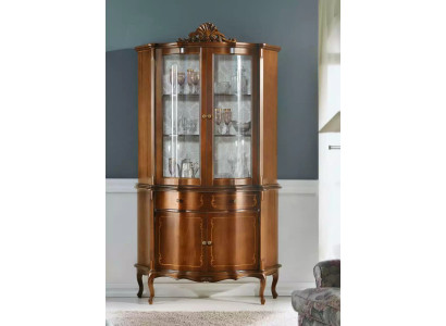 Vitrina de madera de lujo de alta calidad, armario vitrina de diseño clásico, muebles marrones.