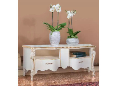 Estantería de TV Cómoda estantería de TV Mesa de madera de diseño clásico Estantes de bajo mueble de TV